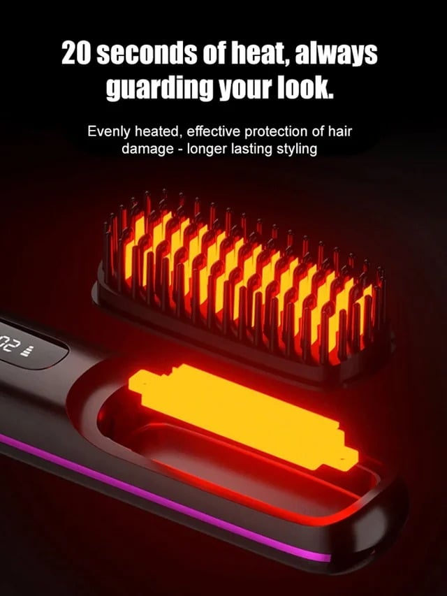 LCD Wireless Ceramic Heating Hair Straightening Comb