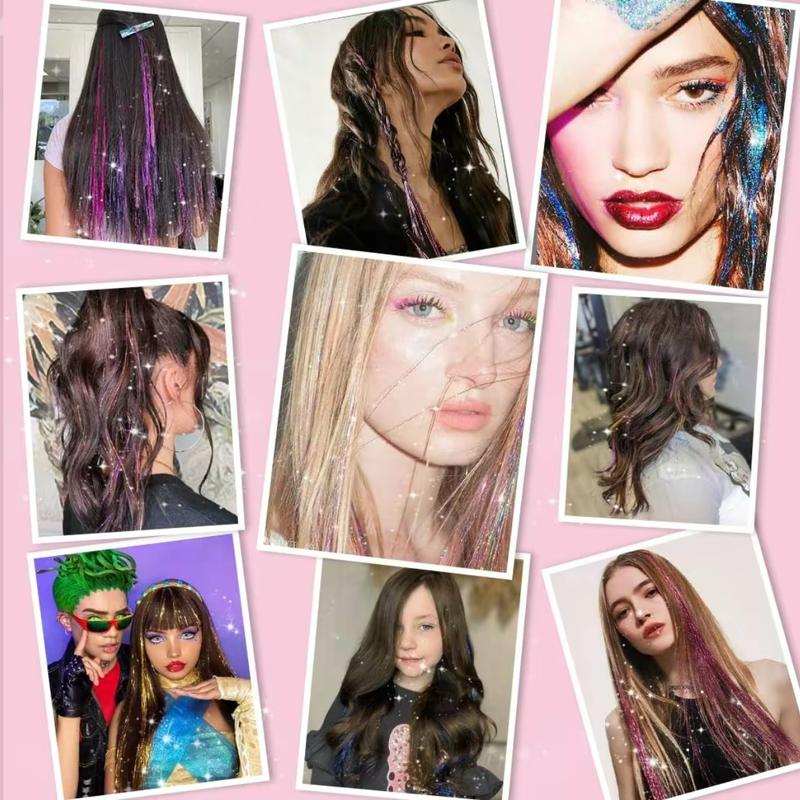 🔥6 PCS Clip in Hair Tinsel 20 Inch Glitter Tinsel Hair💥