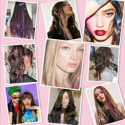 🔥6 PCS Clip in Hair Tinsel 20 Inch Glitter Tinsel Hair💥