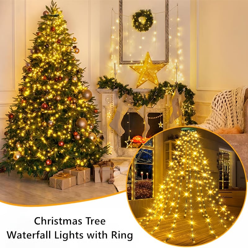🎄Holiday Pre-Sale Save 49%🔥Christmas Tree Waterfall Lights with Ring