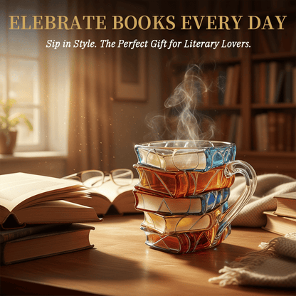 Artisan Stained Glass Book Stack Mug - Handcrafted Elegance Meets Your Favorite Reading Ritual📚