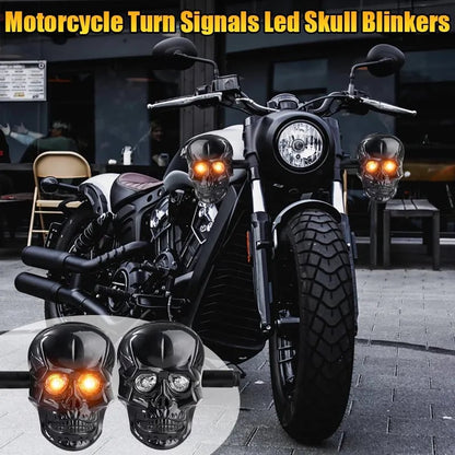 🏍️2025 Halloween Pre-Sale💥Skull Head LED Amber Turn Signal Indicator Light