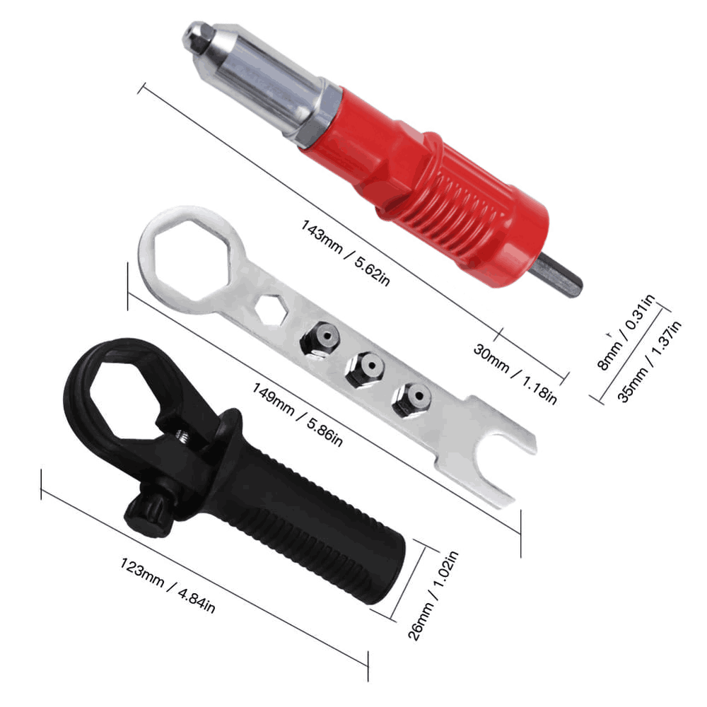 🎉Professional Rivet Gun Adapter Kit with 4Pcs Nozzle Bolts
